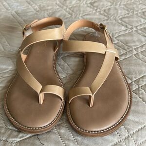 JOIE Lennox Tan Ring Toe Back Strap Adjustable Buckle Sandals